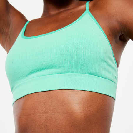 Women's Light Support Seamless Ribbed Sports Bra - Mint Green