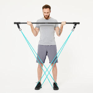 Barra Entrenamiento Musculación 2 Bandas Elásticas 15 kg