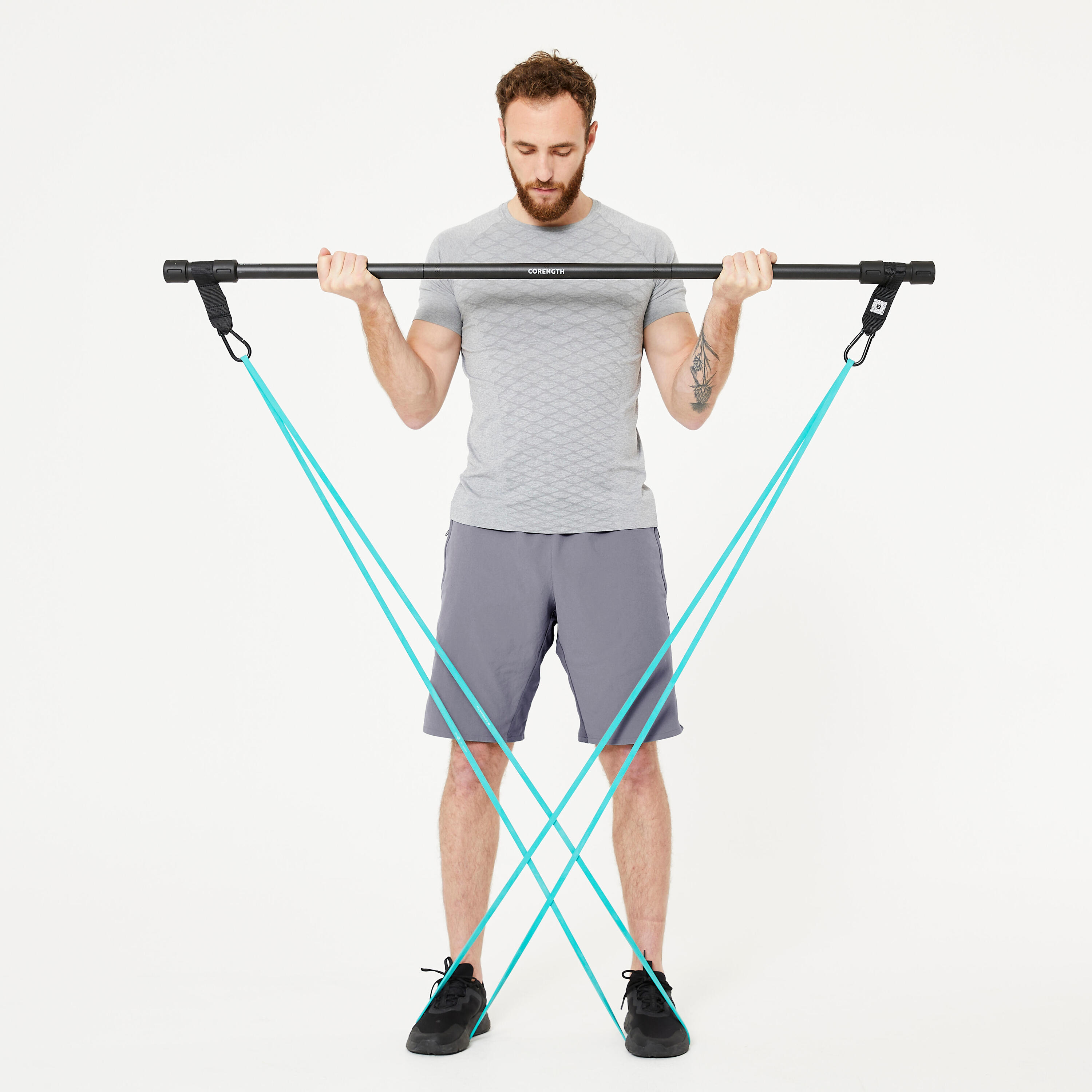 Strength Training Bar with Two 15 kg Bands 7/7