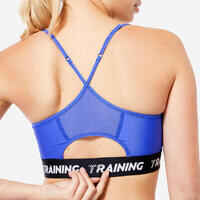 Women's Light Support Thin Crossover Strap Sports Bra - Indigo Blue