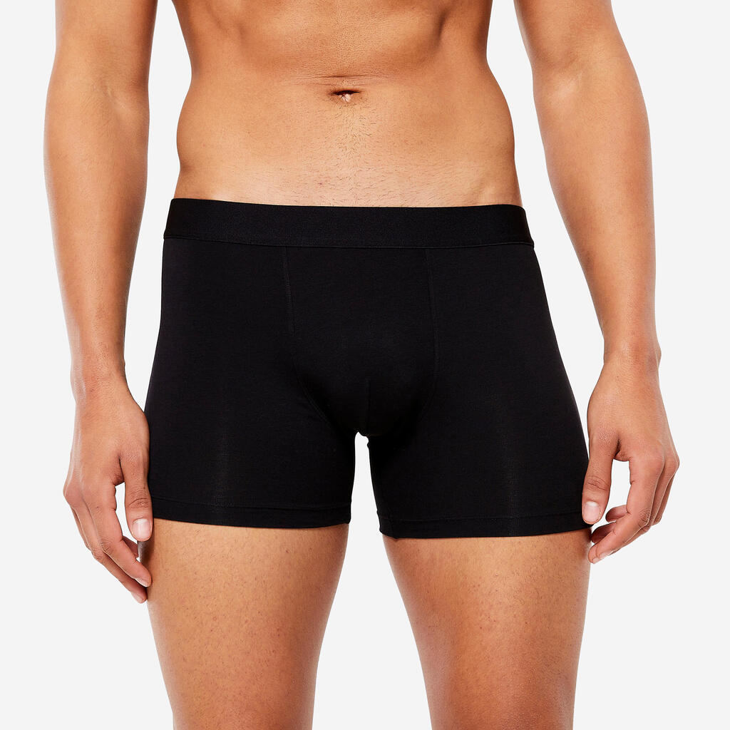 Men's Cotton Boxers Tri-Pack - Black/Grey/Blue