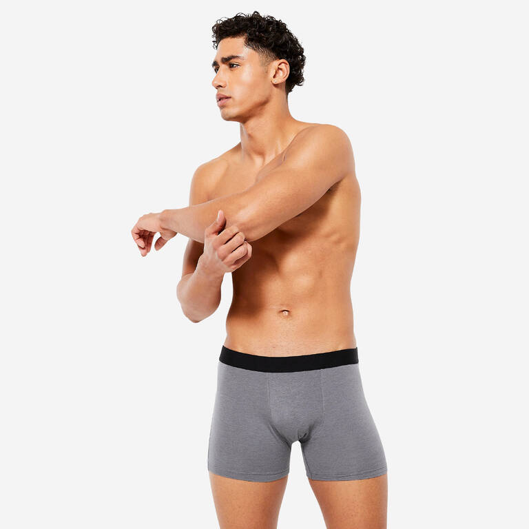 Men's Cotton Boxers Tri-Pack - Black/Grey/Blue