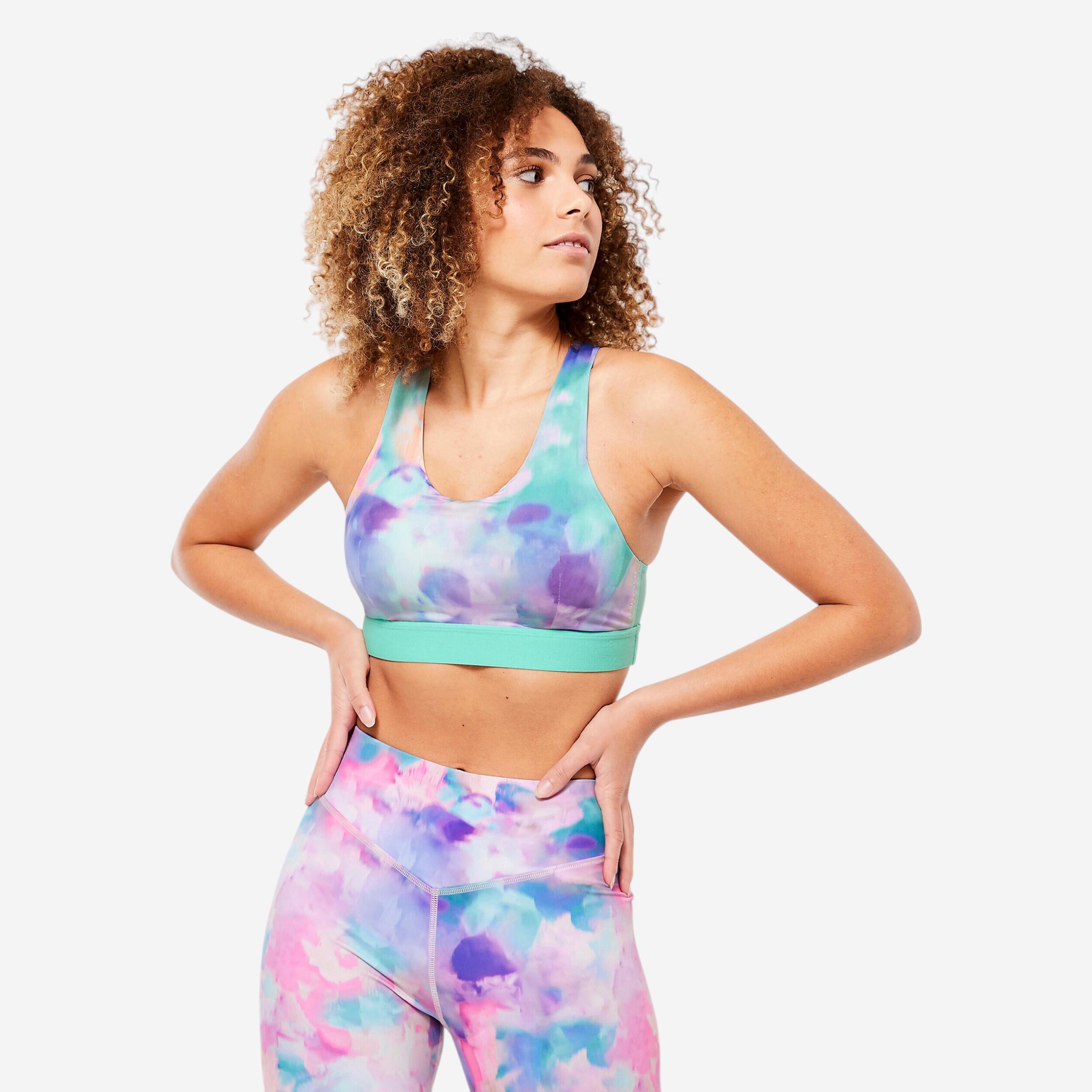 Brassiere dos nageur avec coques maintien medium Femme Imprimes pastels Decathlon