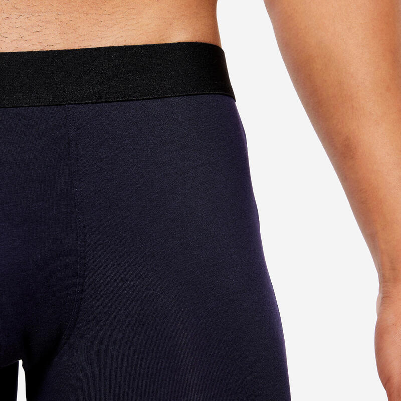 Men's Cotton Boxers Tri-Pack - Black/Grey/Blue