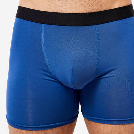 Men's Breathable Microfibre Boxers Tri-Pack - Dark Blue/Blue/Khaki