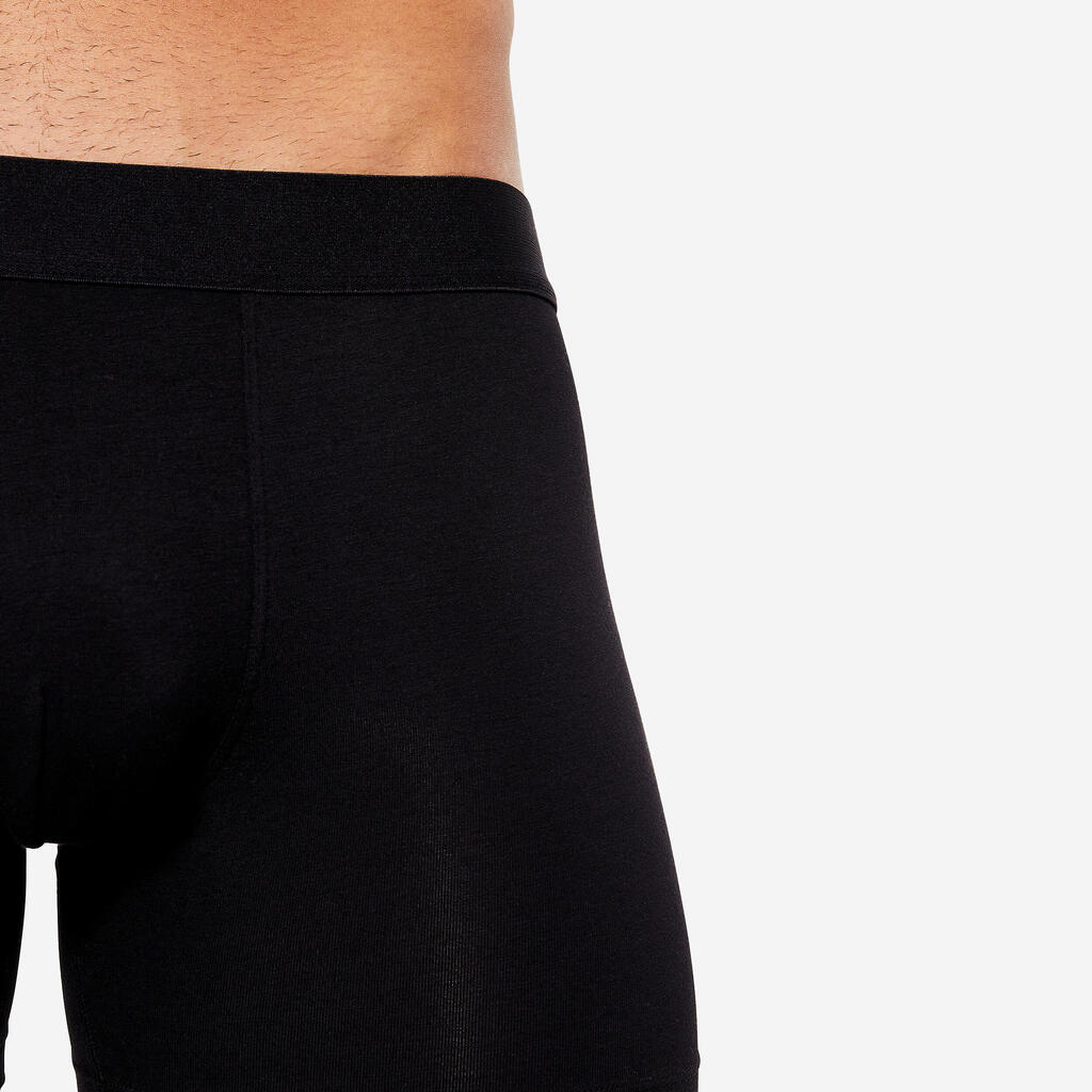 Men's Cotton Boxers Tri-Pack - Black/Grey/Blue