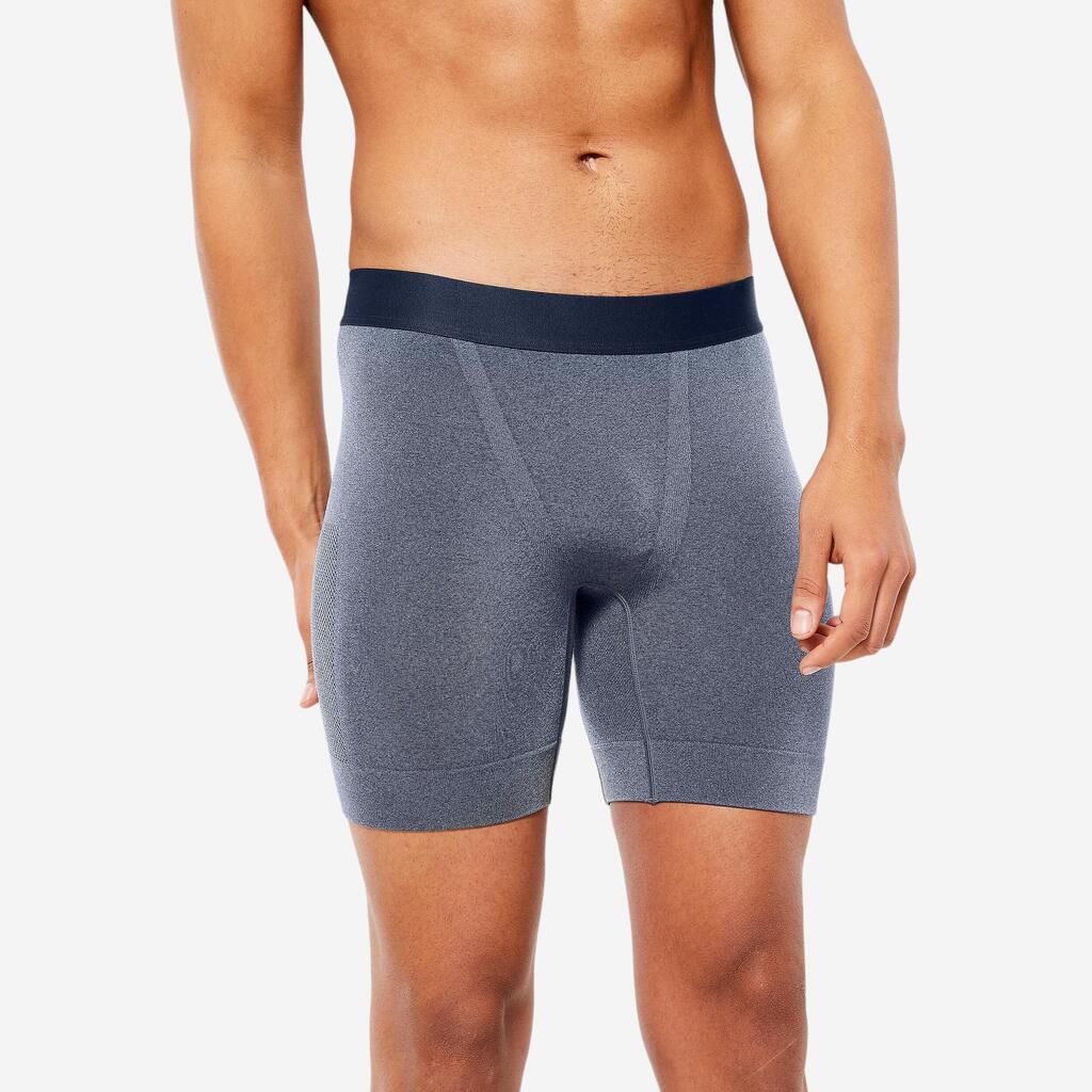 Boxer long homme sans coutures - Gris Bleu