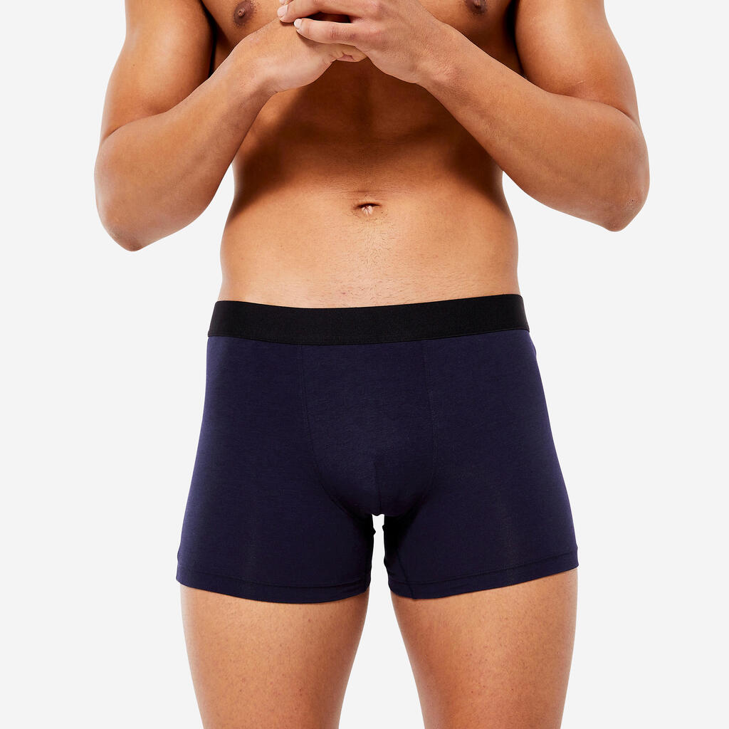 Men's Cotton Boxers Tri-Pack - Black/Grey/Blue