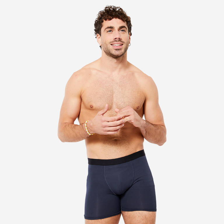 Men's Breathable Microfibre Boxers Tri-Pack - Dark Blue/Blue/Khaki