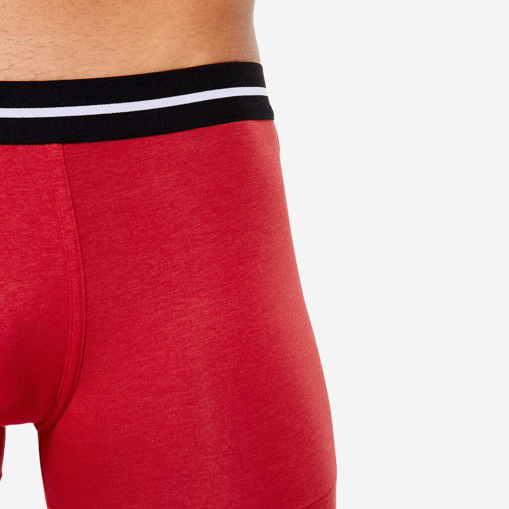 Boxershorts Herren Baumwolle 2er-Pack - grau/rot 