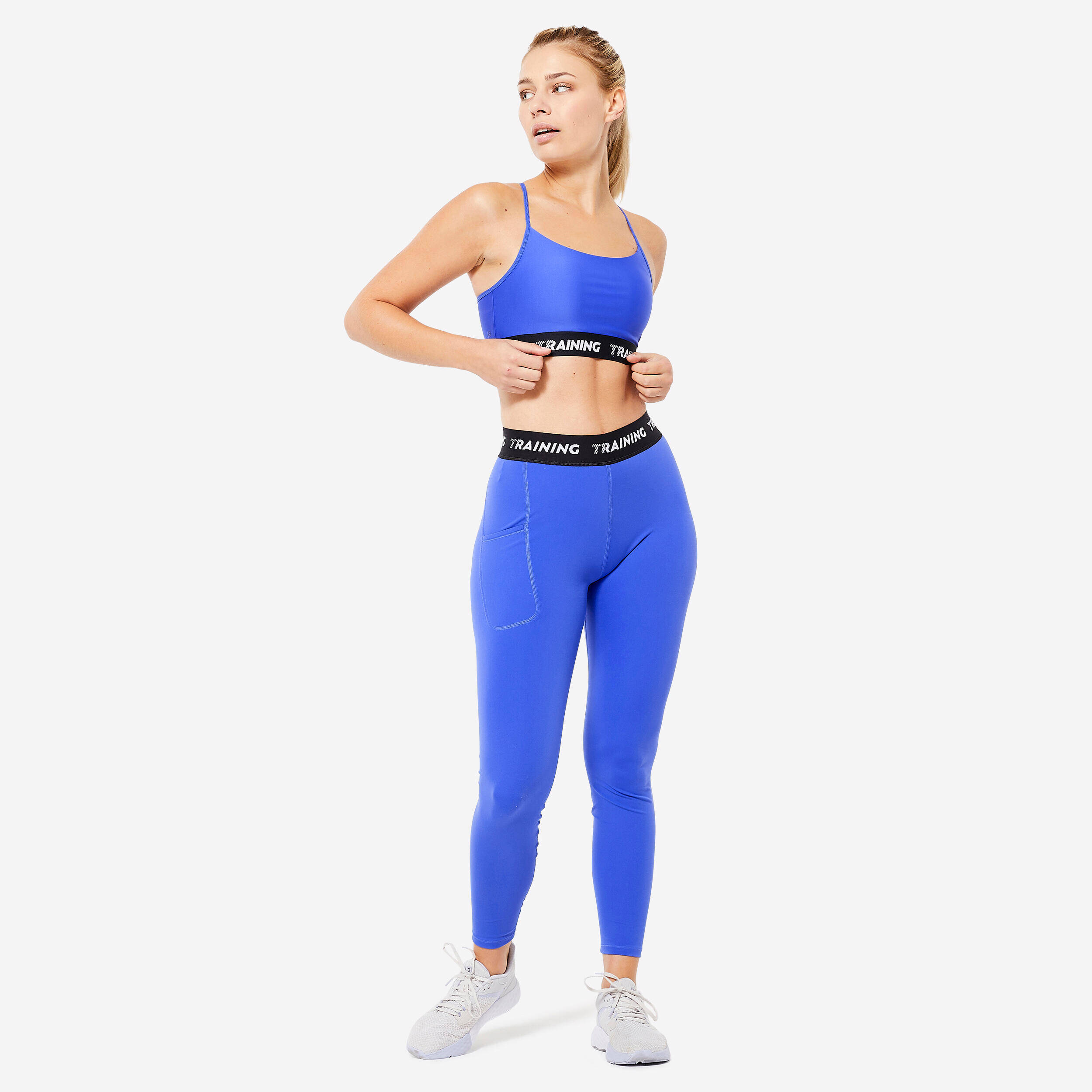 Women's Sports Bra with Thin Cross-Over Straps - Indigo Blue -  2