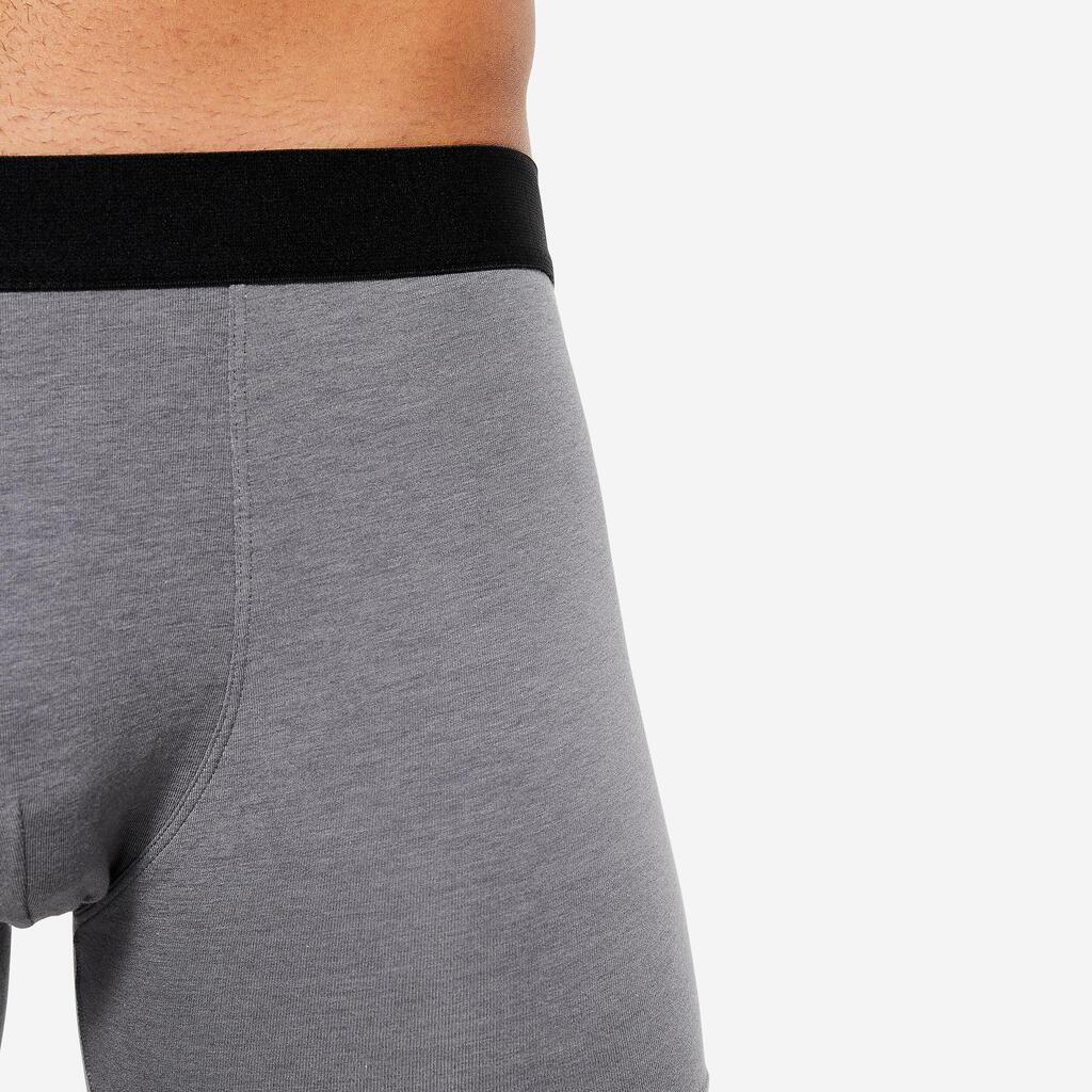 Lot de 3 boxers en coton Homme - Noir/Gris/Bleu