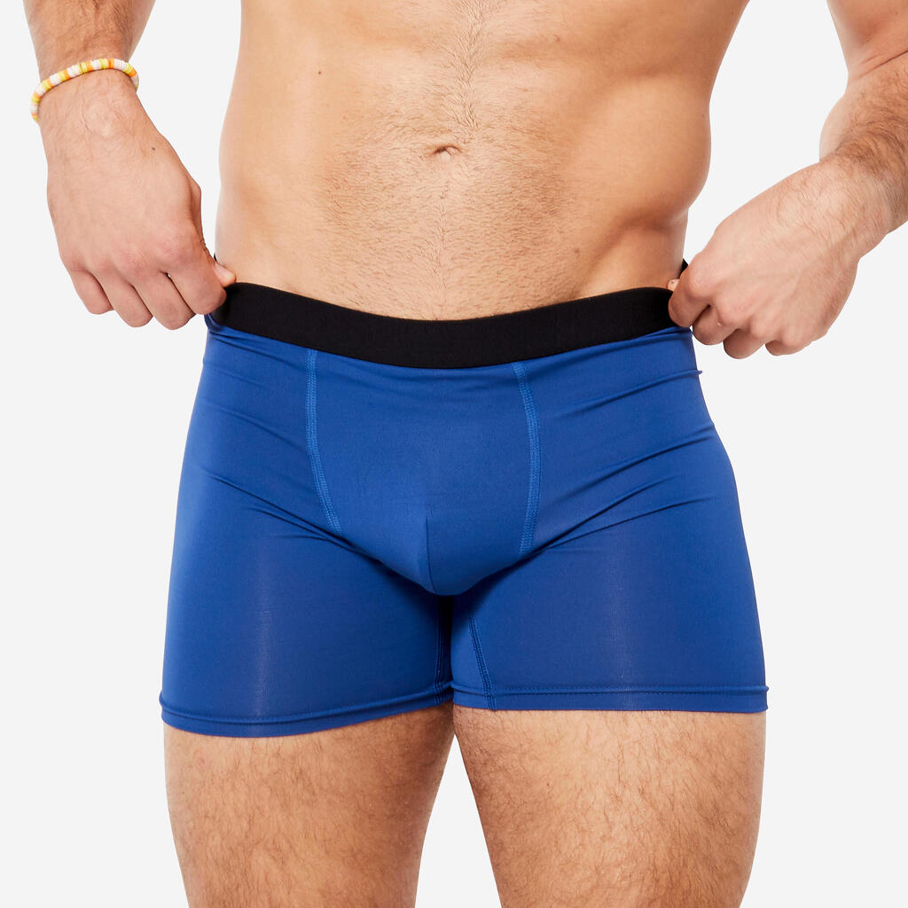 Lot de 3 boxers respirants en microfibre Homme - Bleu foncé/bleu/kaki