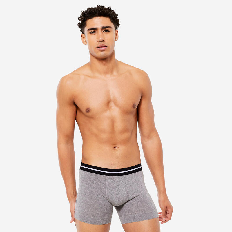 Boxer en coton Homme pack de 2 - gris / rouge