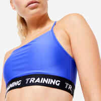 Women's Sports Bra with Thin Cross-Over Straps - Indigo Blue