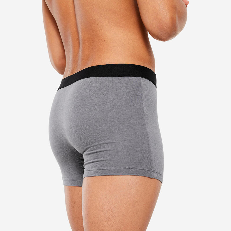 Men's Cotton Boxers Tri-Pack - Black/Grey/Blue