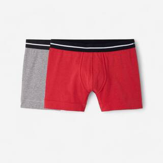 Men's Majority Cotton Boxers Twin-Pack - Grey/Red