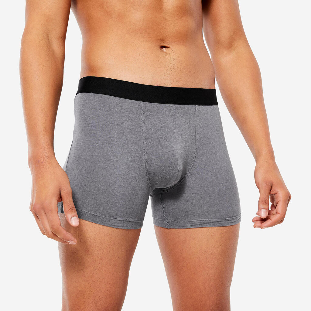 Men's Cotton Boxers Tri-Pack - Black/Grey/Blue