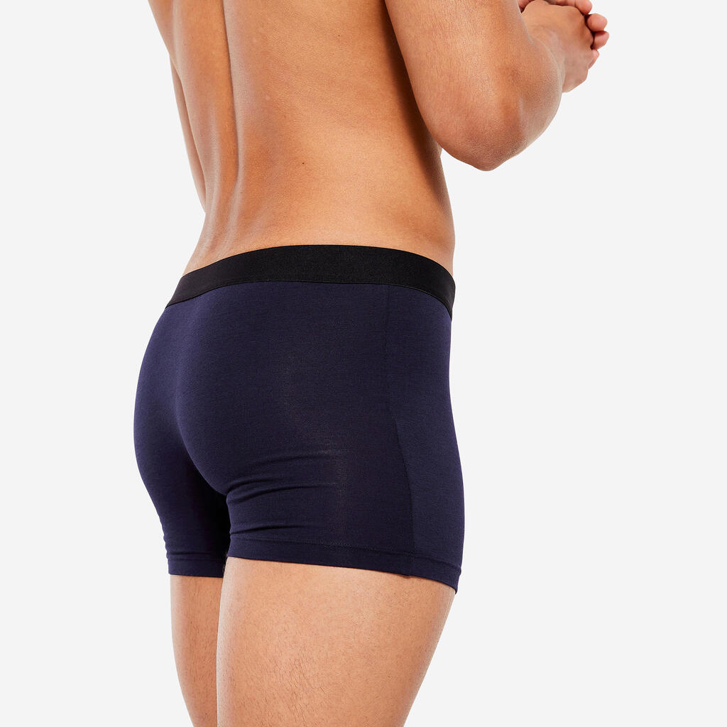 Men's Cotton Boxers Tri-Pack - Black/Grey/Blue