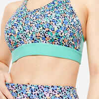 Women's Medium Support Racer Back Sports Bra with Cups - Multicoloured Prints