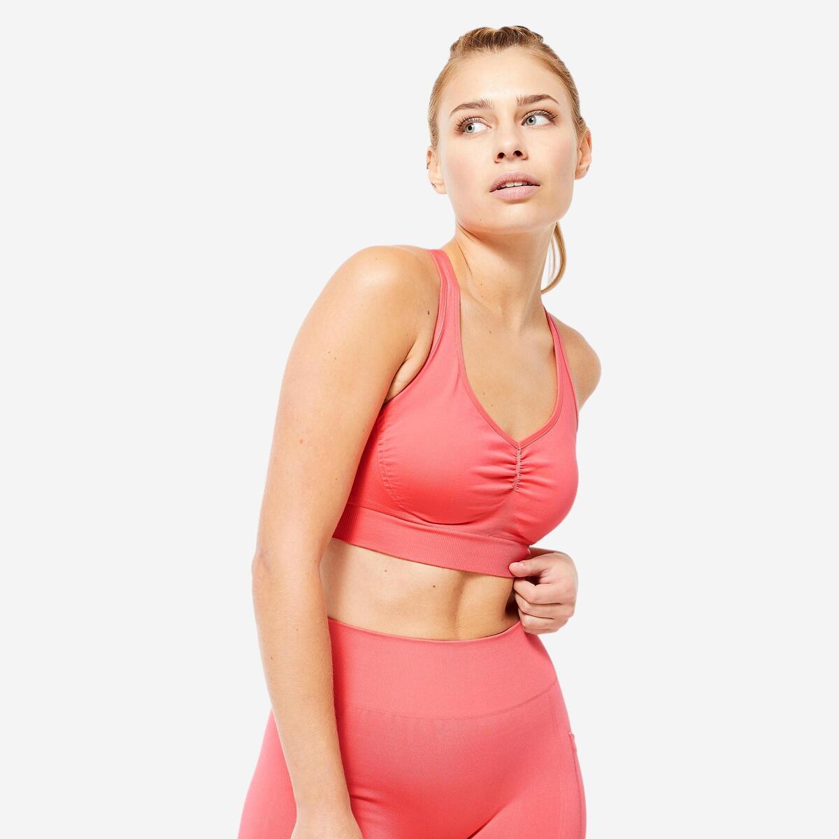 Brassière dos croisé maintien léger Femme, Rose