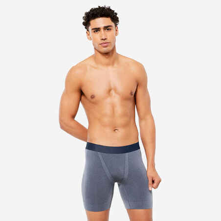 Men's long seamless boxer - Dark blue