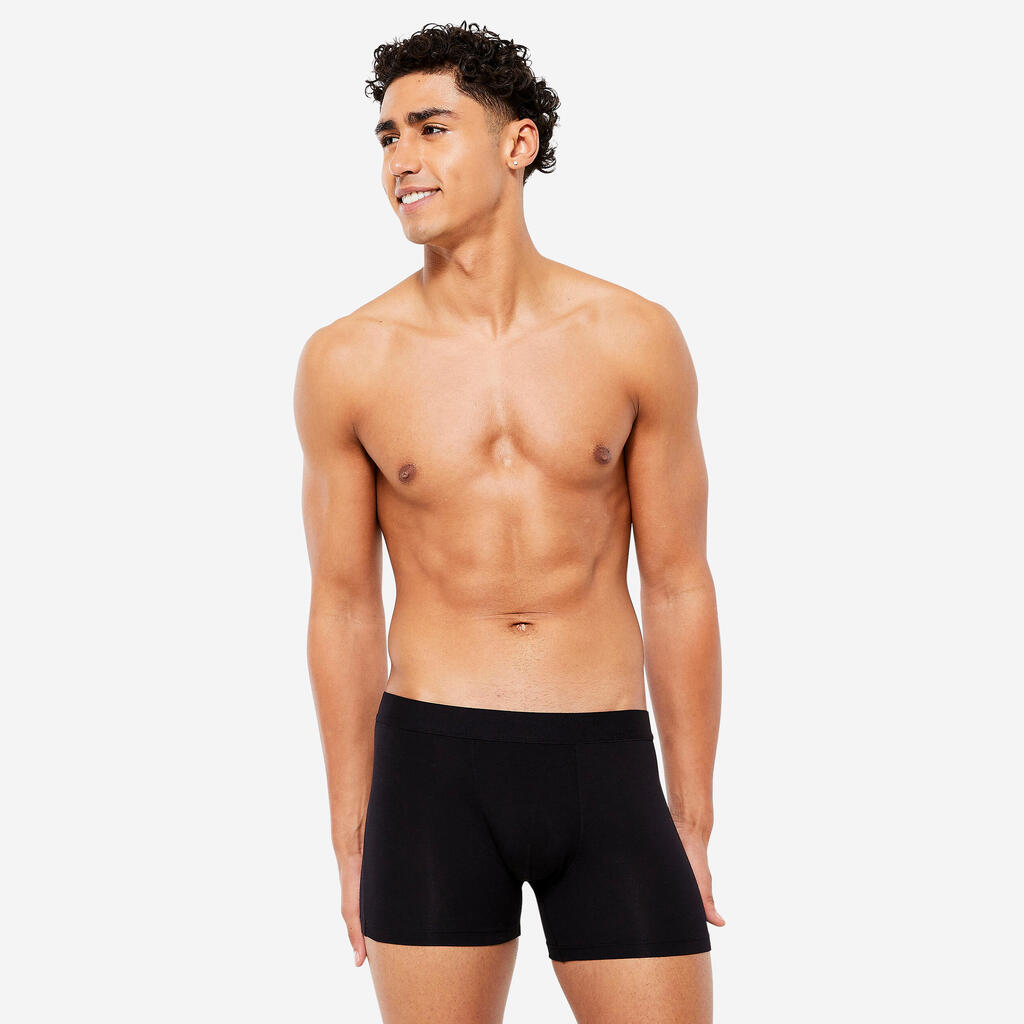 Men's Cotton Boxers Tri-Pack - Black/Grey/Blue