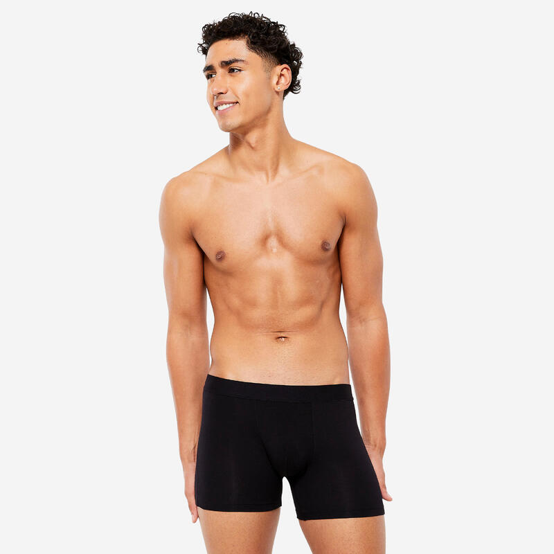 Boxer en coton Homme pack de 3 - Noir/Gris/Bleu