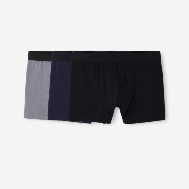 Boxershorts Herren Baumwolle 3er-Pack - schwarz/grau