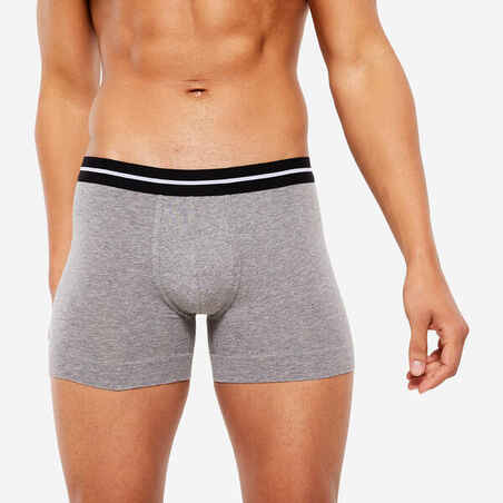 Men's Cotton Boxers Twin-Pack - Grey/Red