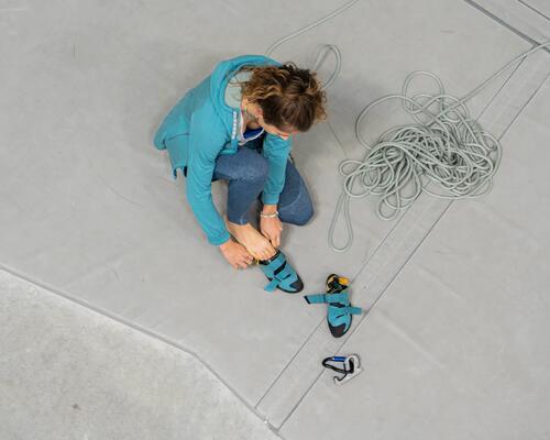 CHAUSSON D’ESCALADE - VERTIKA FEMME BLEU/OCRE