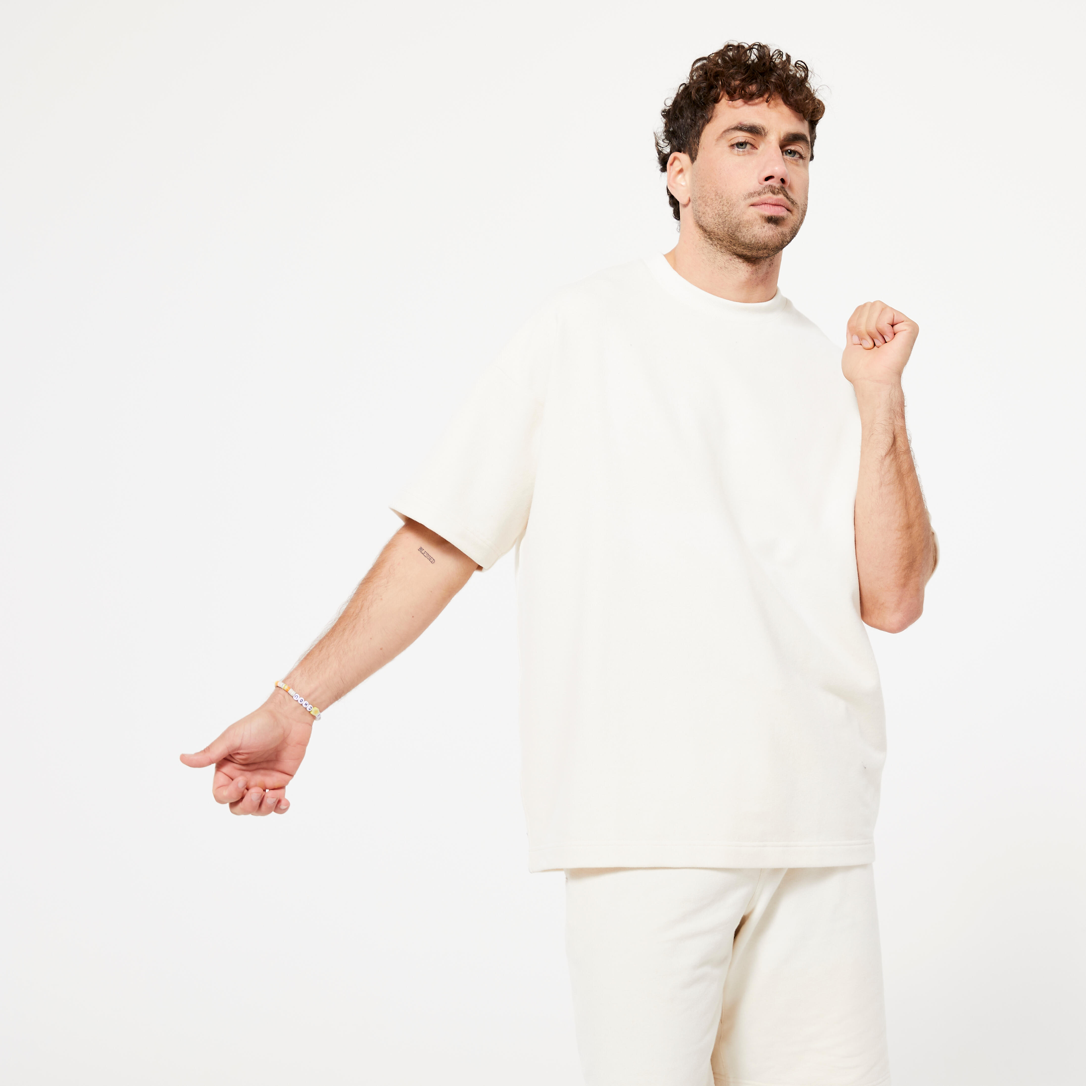 Domyos - T-shirt Oversize Homme - No Dye - T-shirt Manches Courtes - Panoplies Training Adultes - Beige - 48 Xl - Decathlon