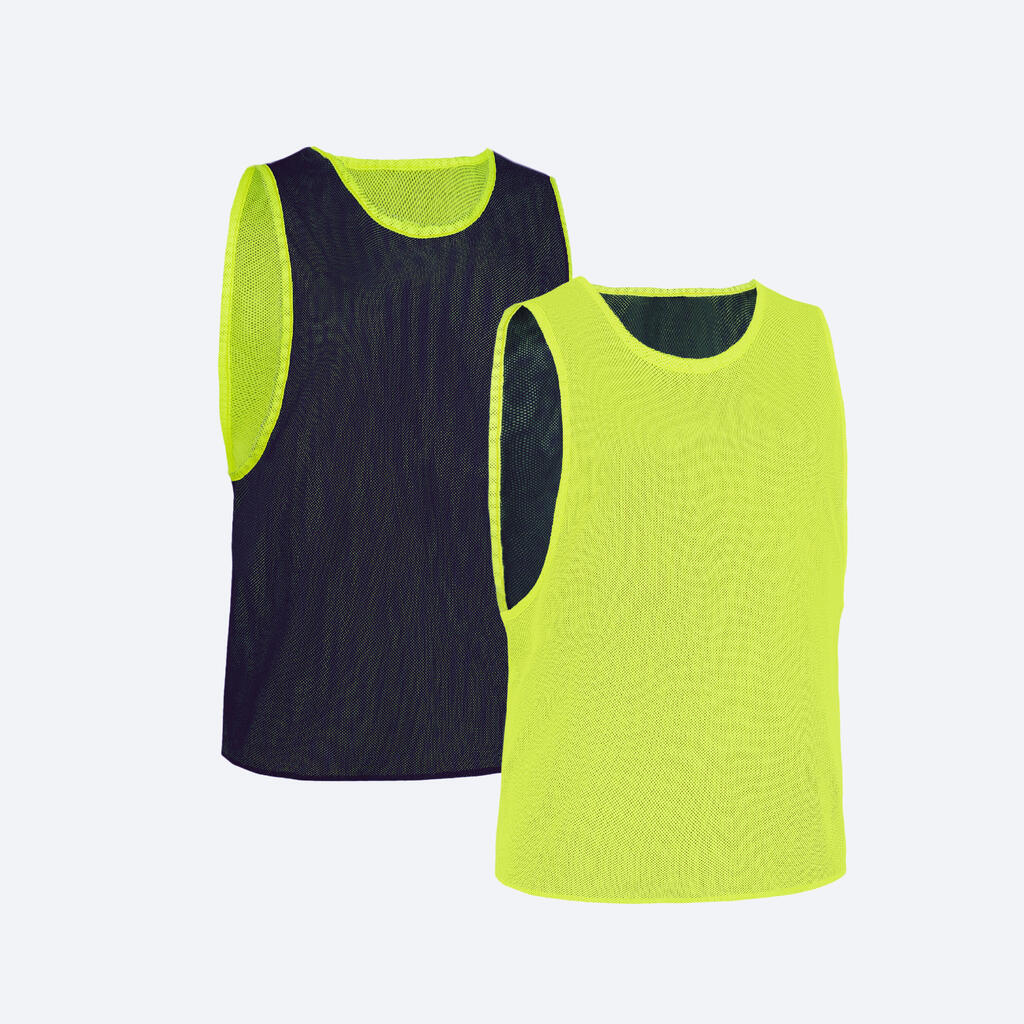 Peto de fútbol doblefaz para Adultos Kipsta FBIB JR verde fluorescente