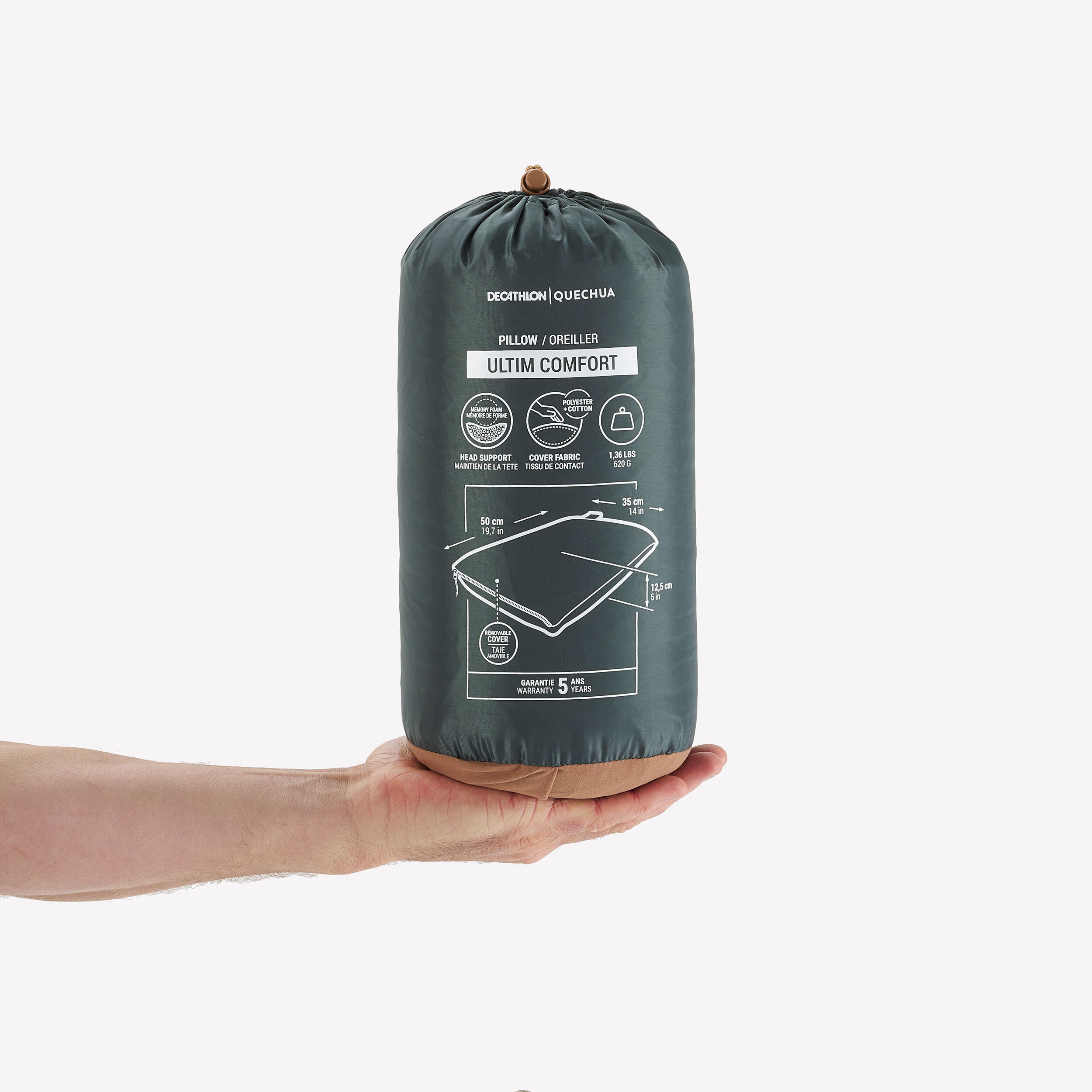 Almohada de viaje ultracompacta algodon Quechua Ultim Comfort Decathlon