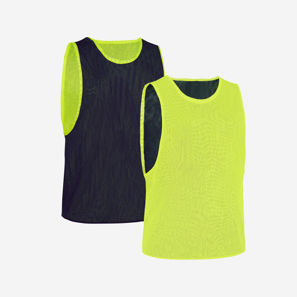 Peto de fútbol doblefaz para Adultos Kipsta FBIB JR verde fluorescente