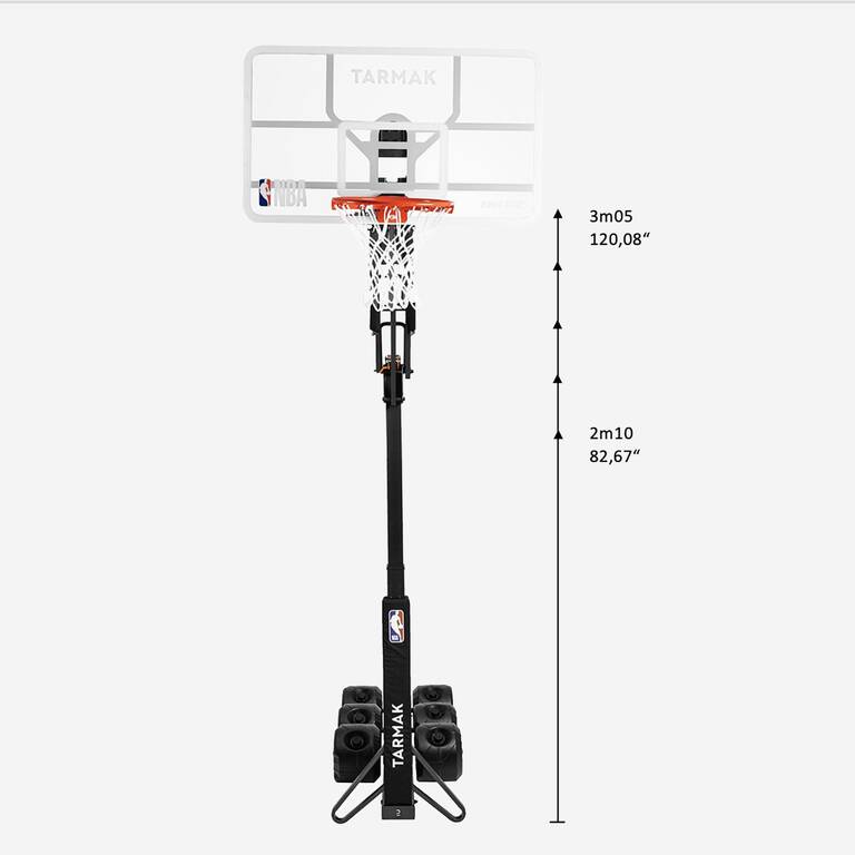 Adjustable (2.10m to 3.05m) Folding Basketball Hoop on Wheels B900 Box NBA