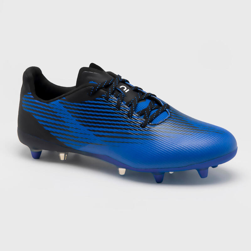 CRAMPONS DE RUGBY MOULÉES TERRAIN SEC HOMME/FEMME - SCORE R500 FG BLEU NOIR