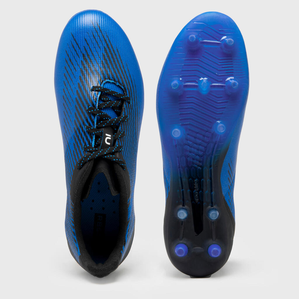 Men's/Women's Dry Pitch Moulded Rugby Boots Score R500 FG - Blue/Black