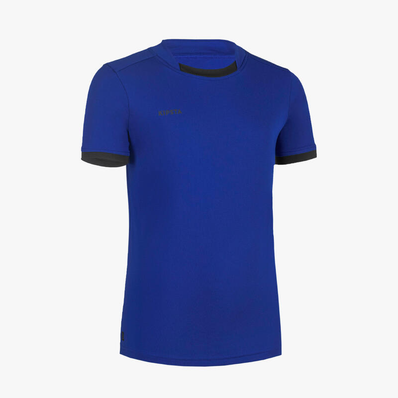 Camisola de manga curta de Rugby Criança R100 Azul