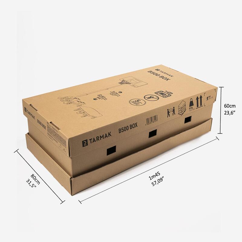 Coș baschet pliabil pe picior, panou transparent - 2,4 până la 3,05 m, B500 Box