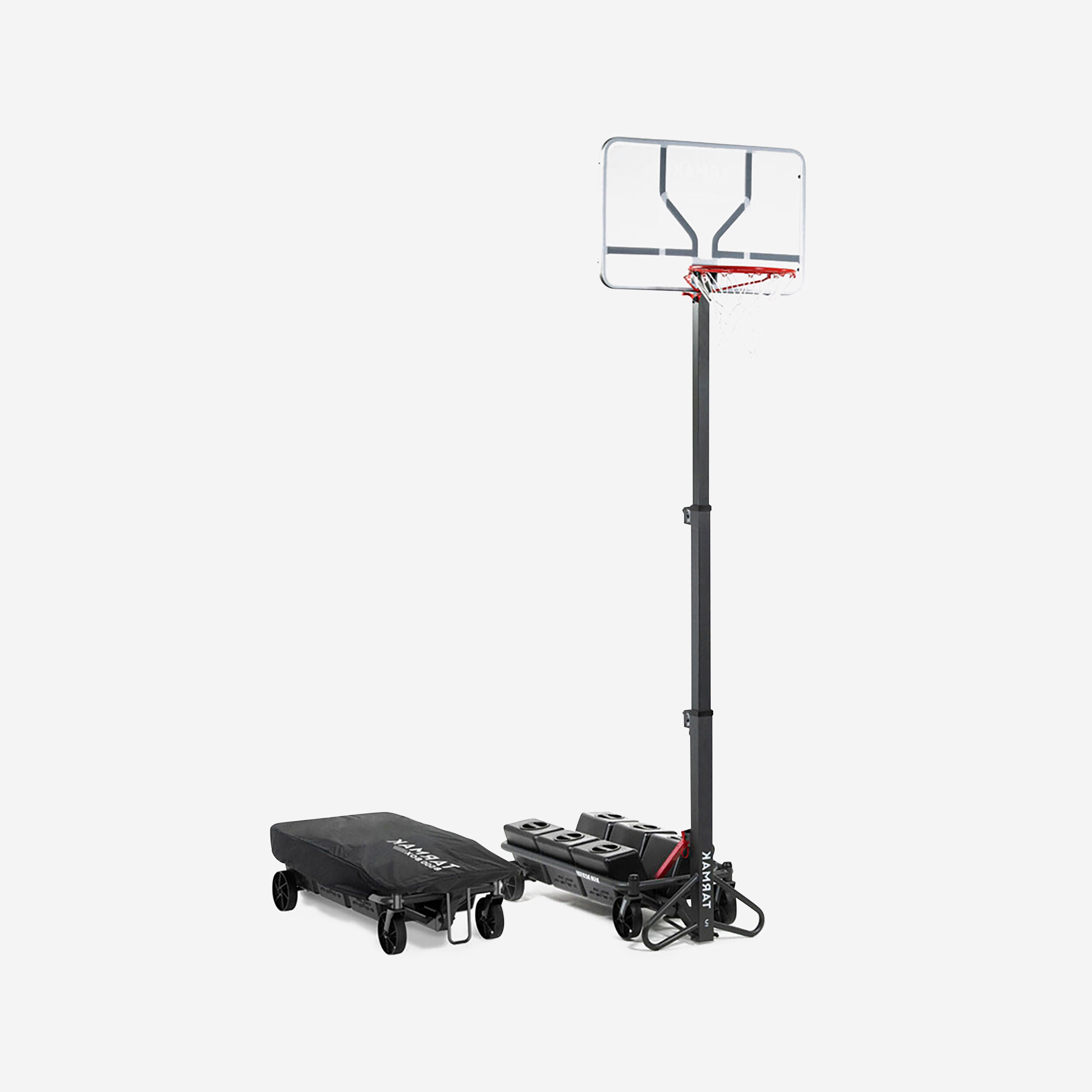 TARMAK Basketbalový kôš B500 Easy Box skladací s kolieskom nastaviteľný 2,40-3,05 m