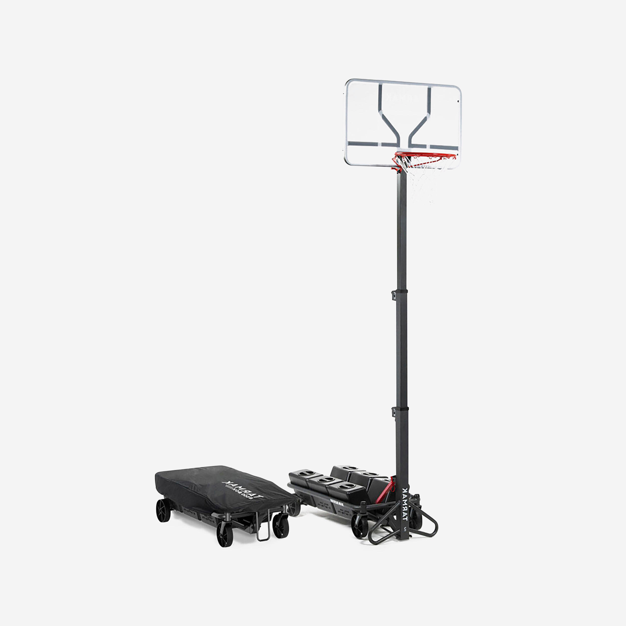 TARMAK Adjustable (2.40m to 3.05m) Folding Basketball Hoop B500 Easy Box