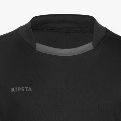 Tweedehands - rugbyshirt r100 met korte mouwen voor kinderen zwart