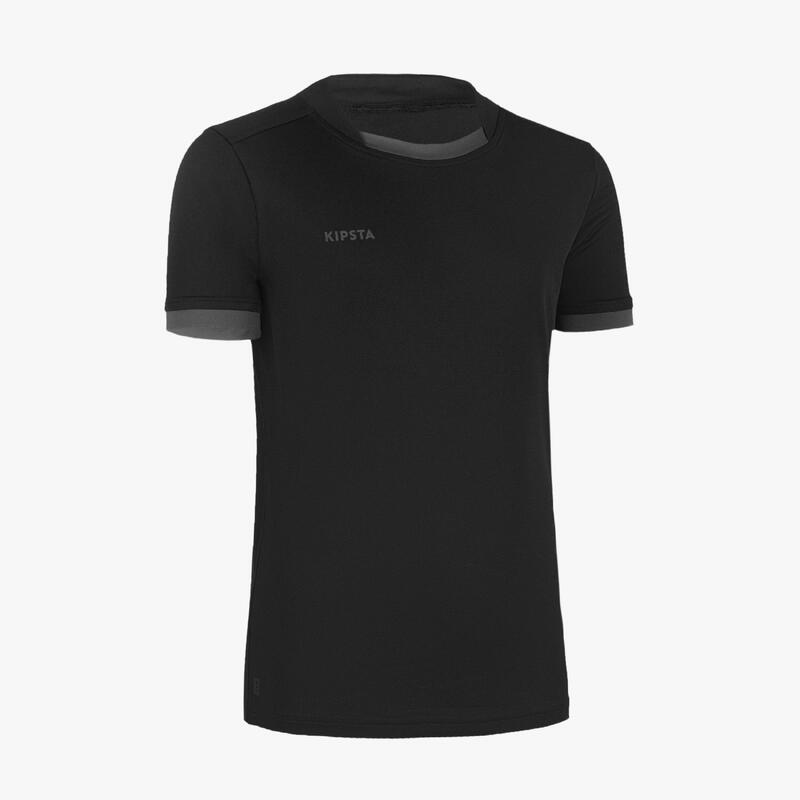 Camisola de manga curta de rugby Criança - R100 preto