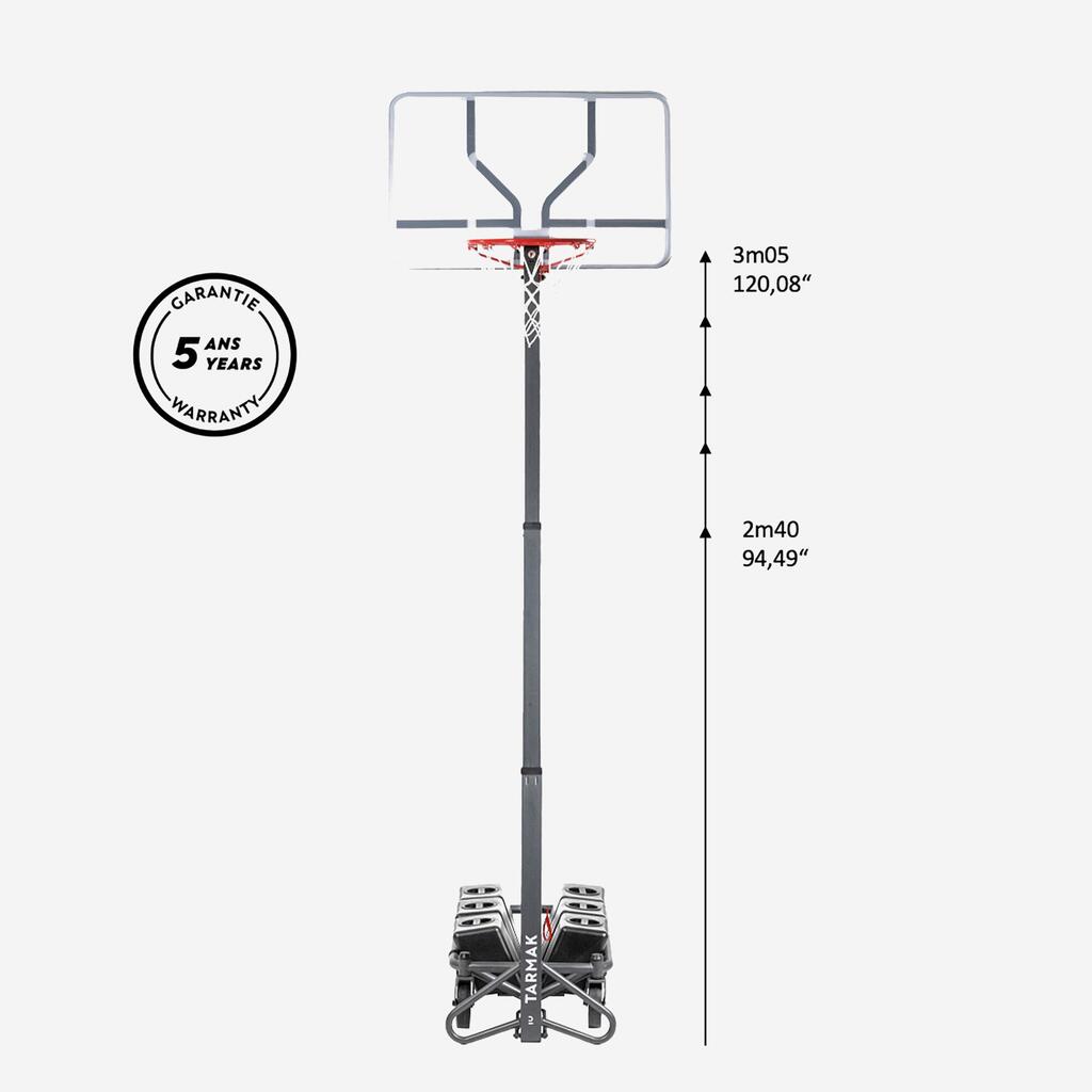 Basketbalový kôš B500 Easy Box skladací s kolieskom nastaviteľný 2,40-3,05 m
