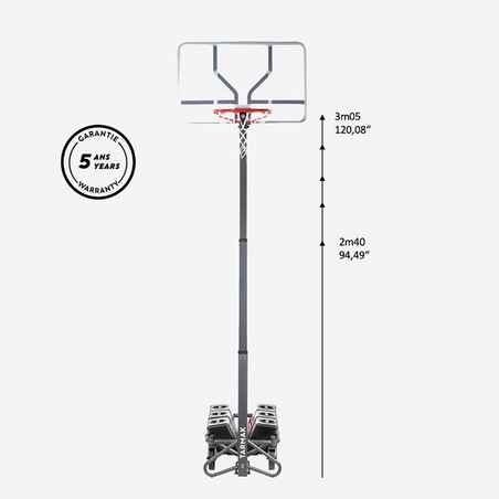 סל כדורסל לילדים/מבוגרים B500 בגובה 2.4 מטר עד 3.05 מטר