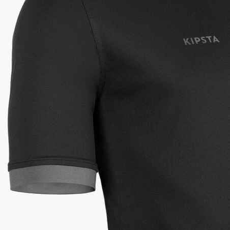 Men's Short-Sleeved Rugby Shirt R100 - Black/Grey