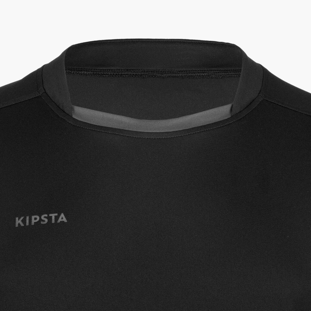 MAJICA KRATKIH RUKAVA ZA RAGBI R100 MUŠKA CRNO/SIVA