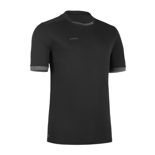 Maillot manches courtes de rugby Homme - R100 noir gris