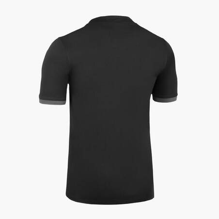 Kaus Rugby Pria R100 - Hitam/Abu-Abu